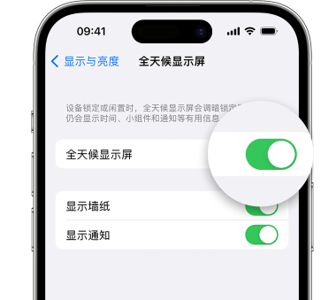 曲靖苹果15预约维修分享iPhone15如何设置全天候显示屏幕可见 