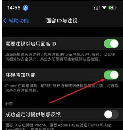 曲靖苹果14维修网点分享iPhone14注视感知功能有什么用 